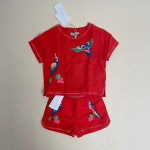 Stella McCartney Kids Linen Cotton Embroidered Tshirt & Shorts Set Size 5